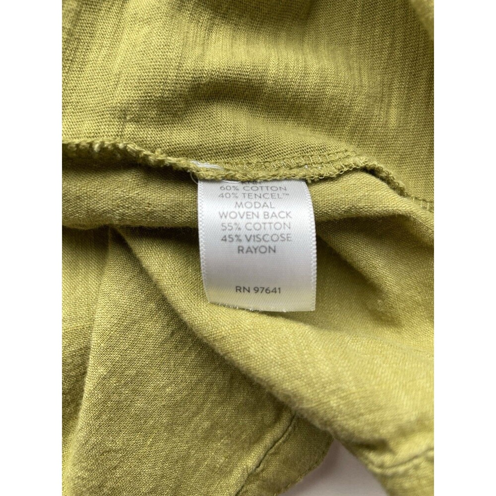 J Jill 2X Green V Neck Button Back Top 3/4 Sleeve Cotton Modal Everyday Neutral - Picture 8 of 9